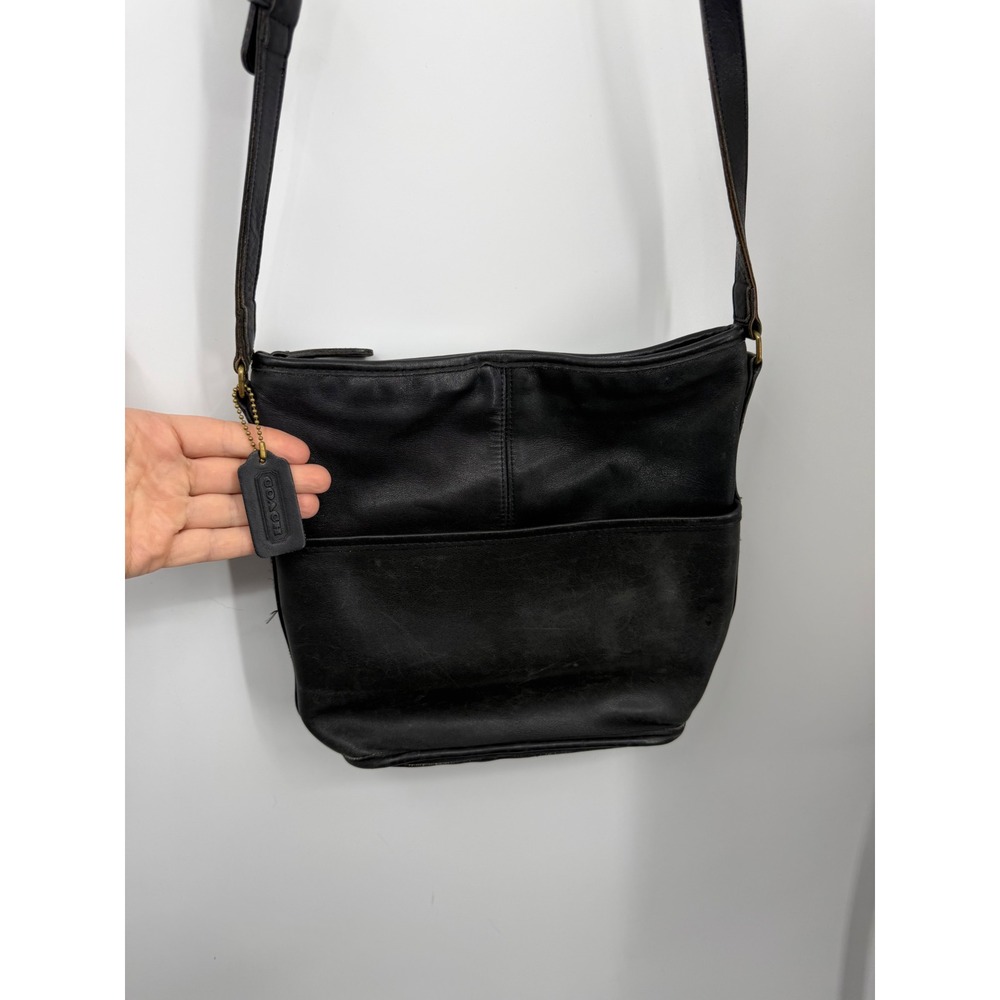 Vintage Coach 0595-017 Crossbody Bag Women Black Leather Vintage USA Messenger